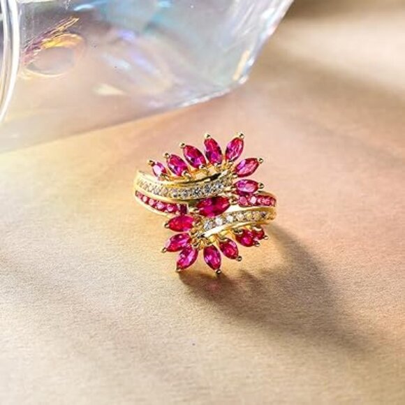 Neiman Marcus 925 Sterling Silver Ruby Leaf Ring - Picture 2 of 4